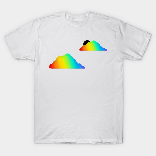 Graphic Rainbow Clouds on White T-Shirt by PaperRain